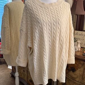 JODIFL Cream Cable Knit Sweater